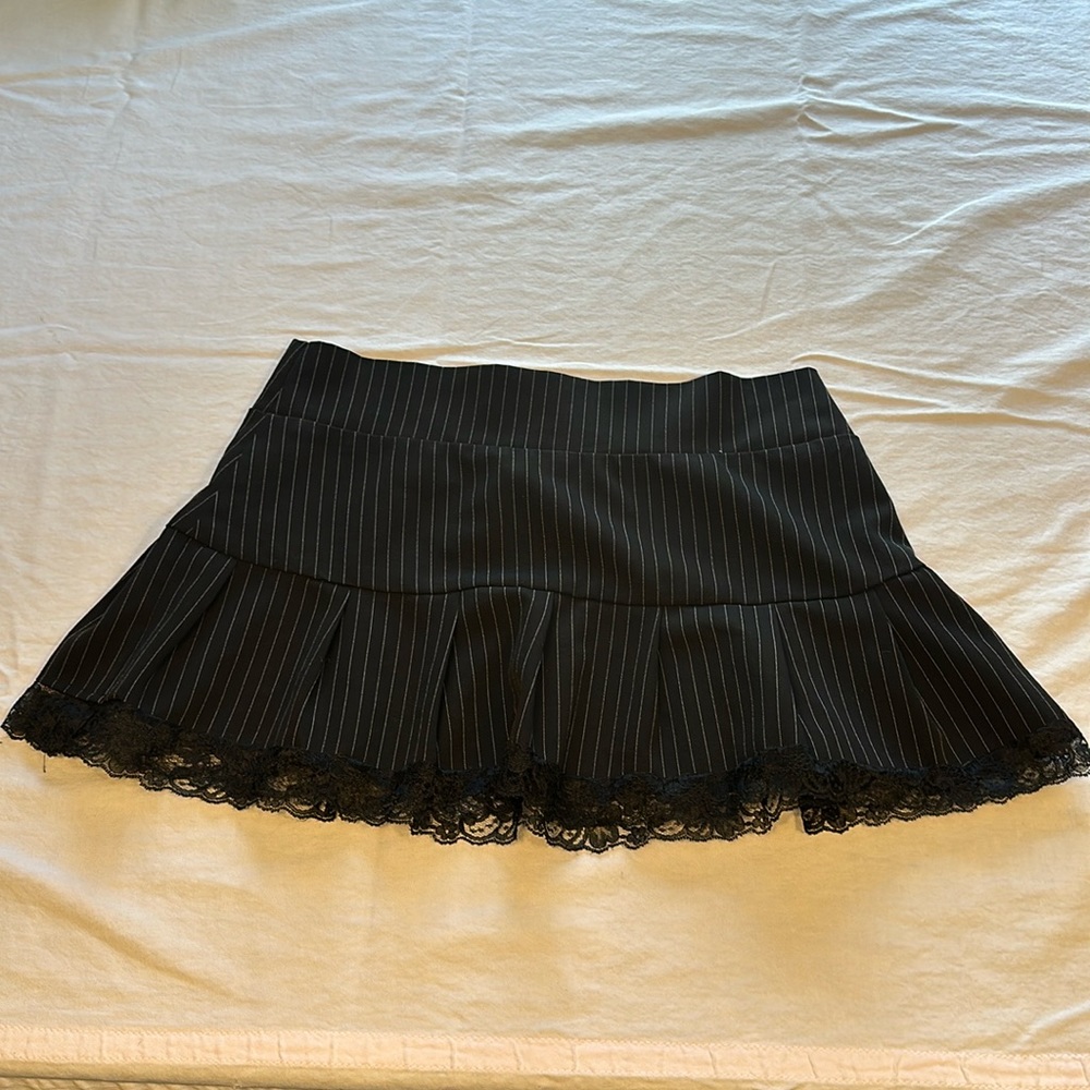 Elegant Black Pinstripe Mini Skirt
